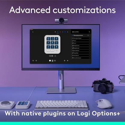 Logitech MX Creative Console - 9 Customizable LCD Keys, Control Dial for Graphic Design, Video Editing, Control Adobe, Zoom, Spotify and more - Pale Grey, With 3-months Adobe Creative Cloud membership - PuriLite