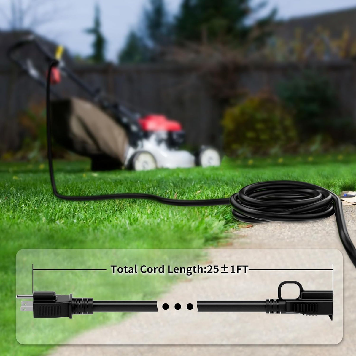 HUANCHAIN Indoor Outdoor Black Extension Cord 25 ft Waterproof, 16/3 Gauge Flexible Cold-Resistant Appliance Cable Outside, 13A 1625W 16AWG SJTW, 3 Prong Heavy Duty Electric Cord, ETL - PuriLite