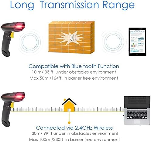 NETUM Bluetooth QR 2D Barcode Scanner Handheld USB Wireless 1D 2D Bar Codes Imager for Mobile Payment Computer Screen Scan for POS Android iOS iMac Ipad System NT-1228BL - PuriLite