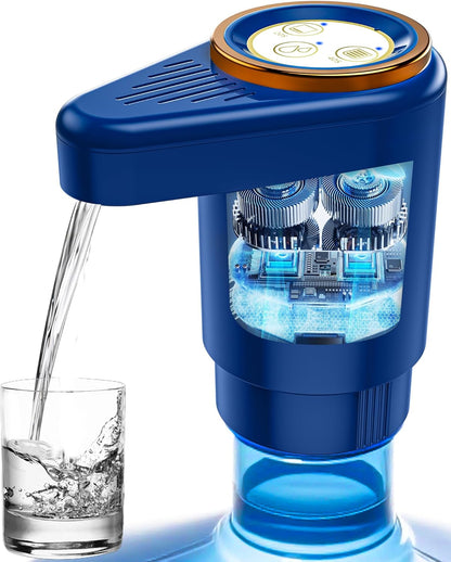 Water Dispenser, Portable Electric Water Bottle Pump Rechargeable for 5 Gallon Bottles, USB-C Charging for Home Kitchen Room Camping, Blue - PuriLite