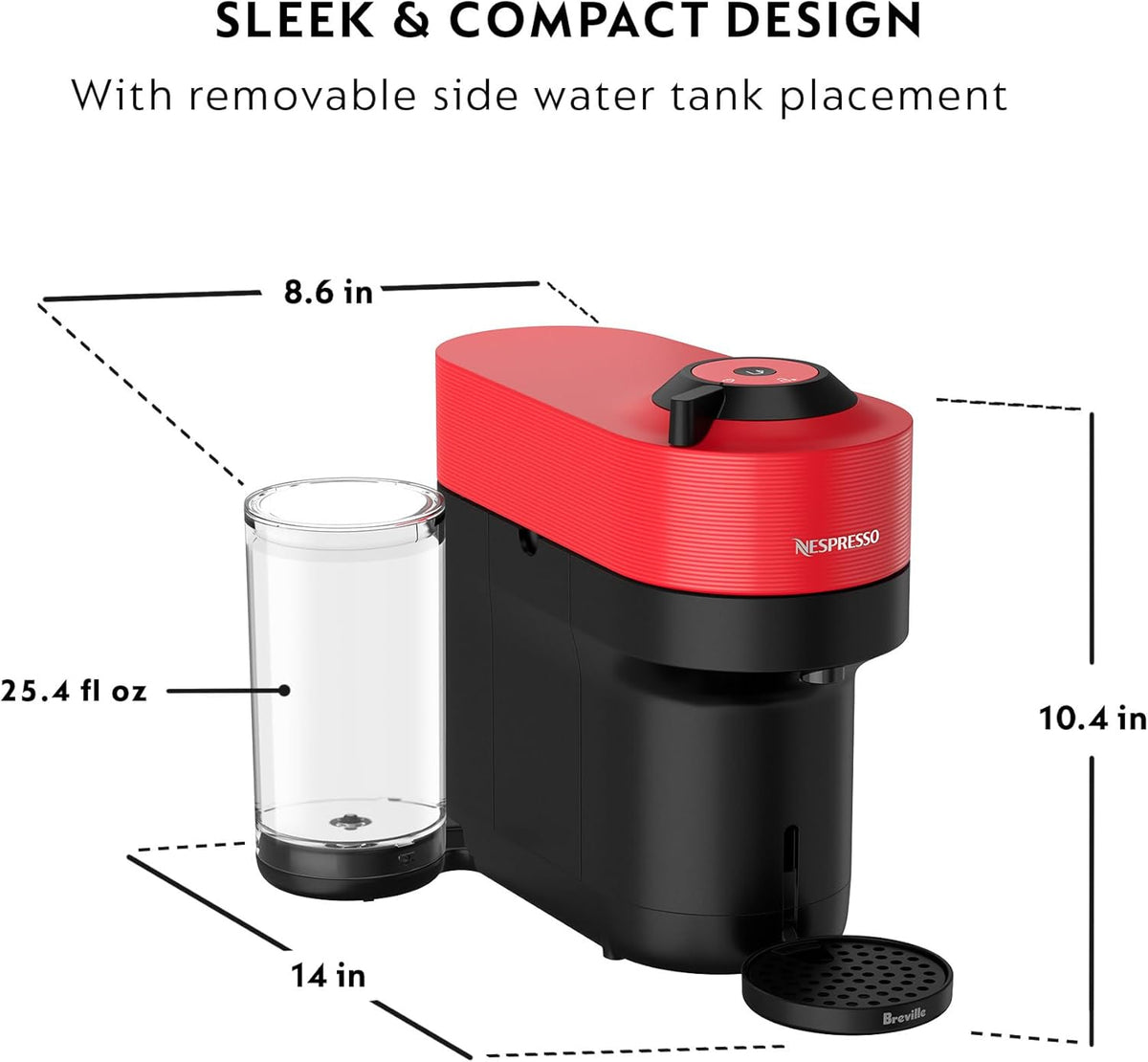 Nespresso Vertuo Pop+ Coffee and Espresso Machine by Breville - Spicy Red - PuriLite