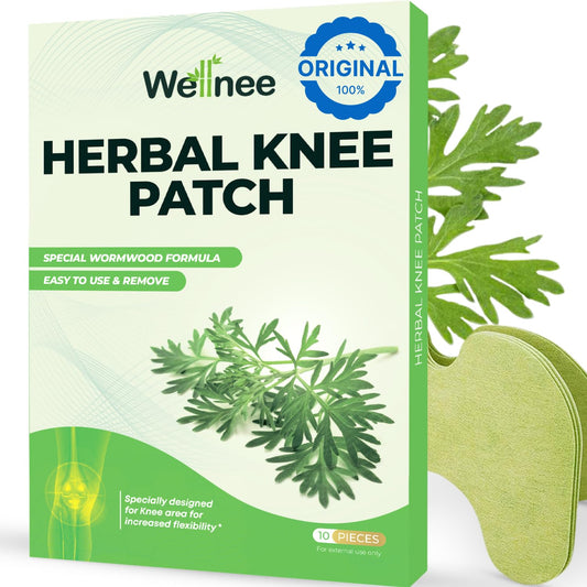 Original Wellnee Herbal Knee Patch - Wellknee Plaster for Knee su, Back Pain, Lower Back Pain, Neck Pain, Shoulders Pain, Muscle Pain - Adhesive Heat Patches Made with Natural Herbs (10 Pads) - PuriLite