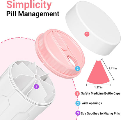 Extra Large Supplement Organizer, Betife Moisture-Proof Jumbo Pill Dispenser with 7 Large Compartments, Pill Boxes and Organizer to Hold Monthly Vitamin or Medication (White) - PuriLite