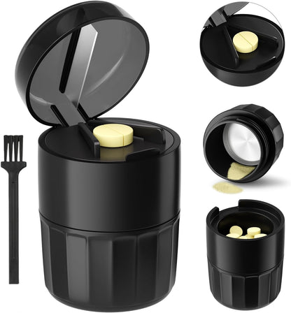 Renmingfed 3-in-1 Pill Crusher Pill Cutter with Storage Box，Pill Grinder with Stainless Steel Grinding Pestle, Pill Crusher Fine Powder, Pill Crushers for Elderly and Pets - PuriLite