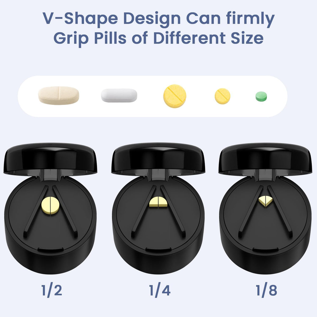 Renmingfed 3-in-1 Pill Crusher Pill Cutter with Storage Box，Pill Grinder with Stainless Steel Grinding Pestle, Pill Crusher Fine Powder, Pill Crushers for Elderly and Pets - PuriLite