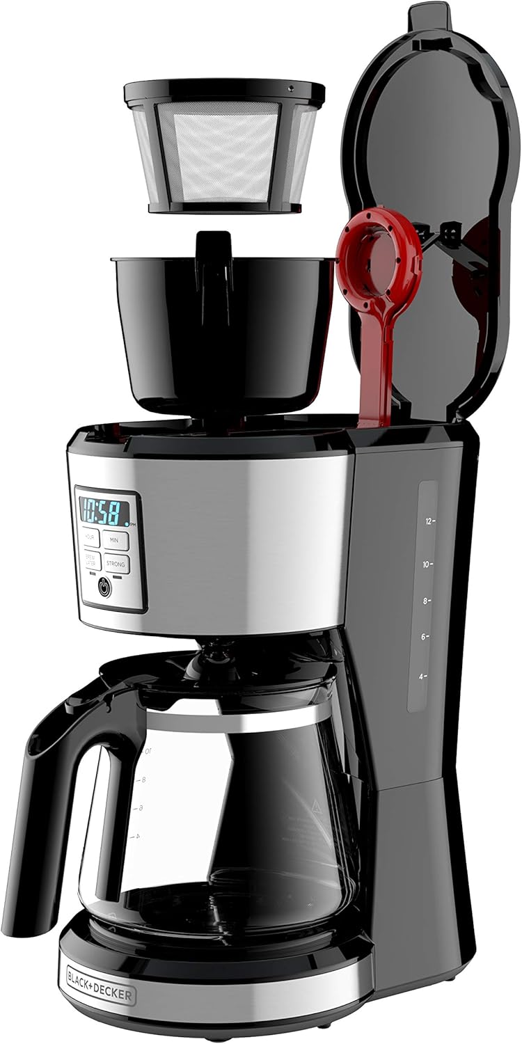 BLACK+DECKER 12 Cup Programmable Coffee Maker in Stainless Steel, CM1231SC - PuriLite