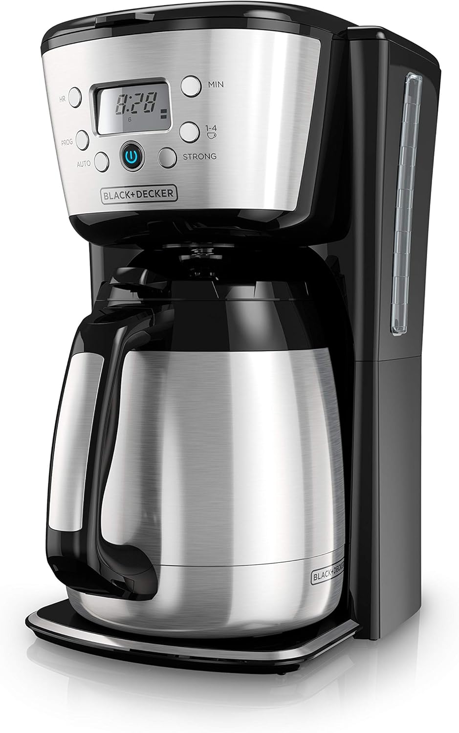 BLACK+DECKER Thermal Coffee Maker, 12 Cup, Programmable, Digital Controls, Black and Silver, CM2036SC - PuriLite