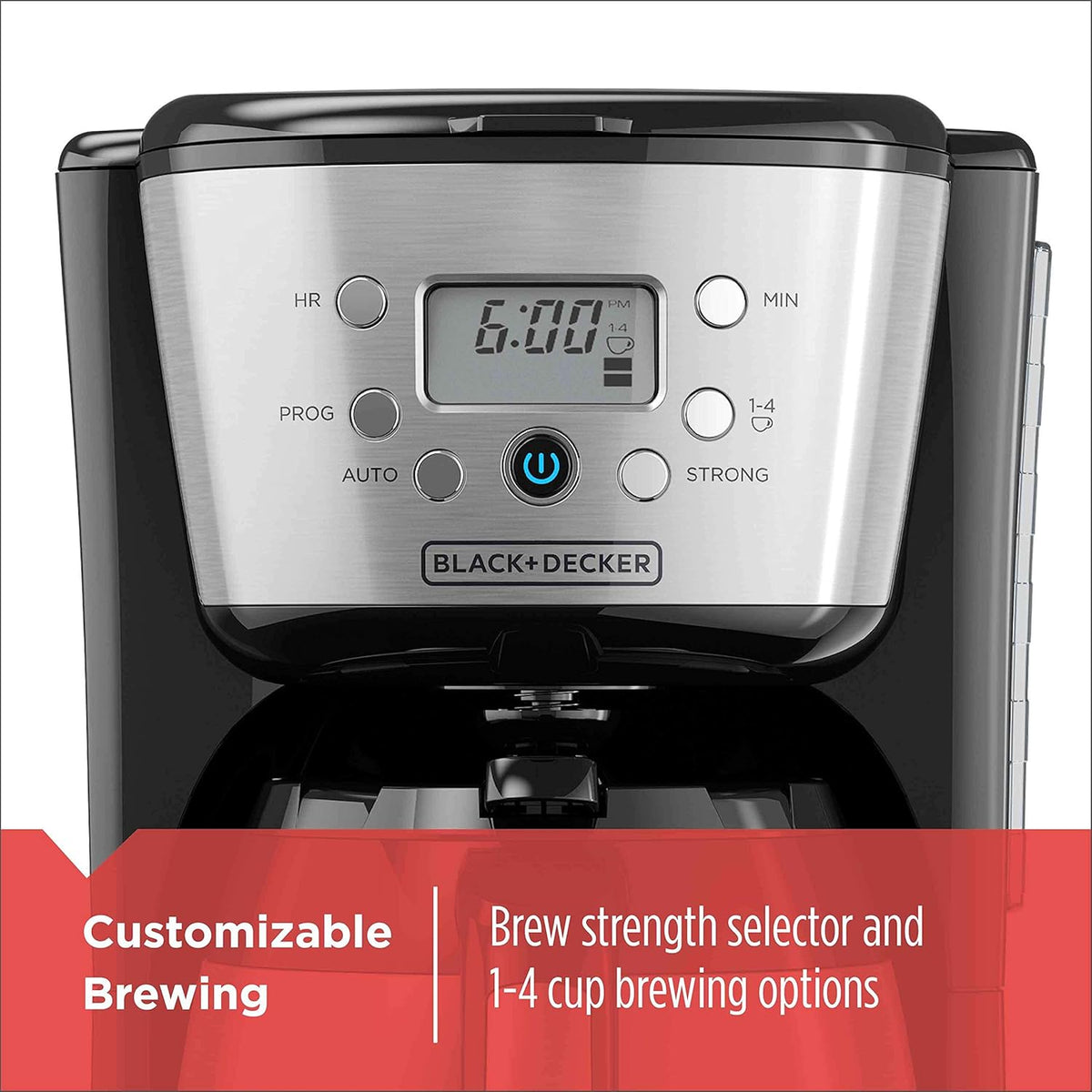 BLACK+DECKER Thermal Coffee Maker, 12 Cup, Programmable, Digital Controls, Black and Silver, CM2036SC - PuriLite