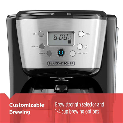 BLACK+DECKER Thermal Coffee Maker, 12 Cup, Programmable, Digital Controls, Black and Silver, CM2036SC - PuriLite