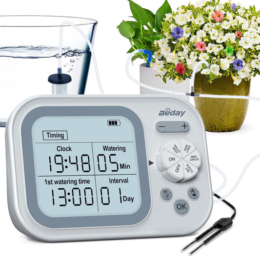 Automatic Drip Irrigation Kit - Automatic Plant Waterer - Drip Irrigation System - Self Watering System for 15 Potted Plants - Programmable Water Timer with Smart Humidity Detection - PuriLite