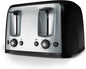 BLACK+DECKER Toaster 4 Slice, Classic Oval, Black with Stainless Steel Accents, TR1478BD - PuriLite