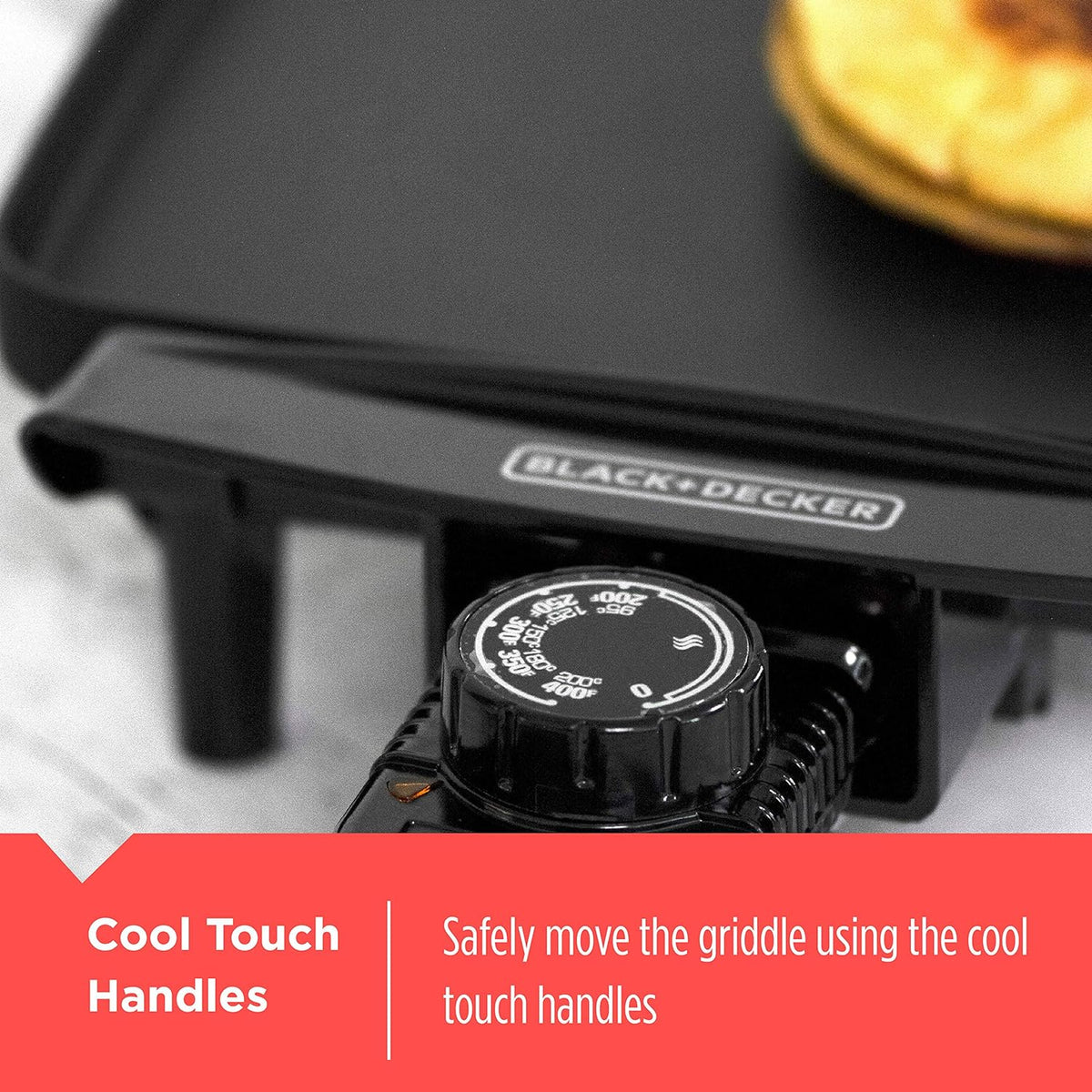 BLACK+DECKER Electric Griddle with Removable Temperature Probe, Indoor Grill, Pancake Griddle, Black, GD1810BC - PuriLite