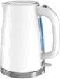 BLACK+DECKER Honeycomb Collection Rapid Boil 1.7L Electric Cordless Kettle with Premium Textured Finish, White, KE1560W - PuriLite