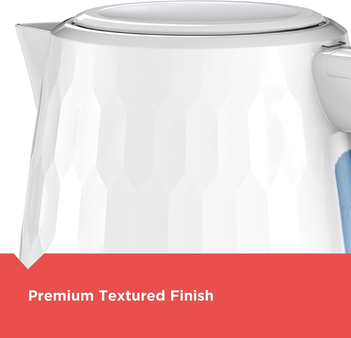 BLACK+DECKER Honeycomb Collection Rapid Boil 1.7L Electric Cordless Kettle with Premium Textured Finish, White, KE1560W - PuriLite