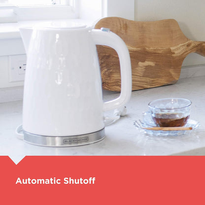 BLACK+DECKER Honeycomb Collection Rapid Boil 1.7L Electric Cordless Kettle with Premium Textured Finish, White, KE1560W - PuriLite