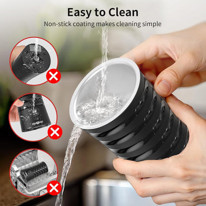 Paris Rhône Milk Frother, 4 in 1, Non-Slip, Hot & Cold Milk Steamer, Auto Shut-Off, Black, Plastic, Electric, Stylish, Eiffel Tower Design - PuriLite