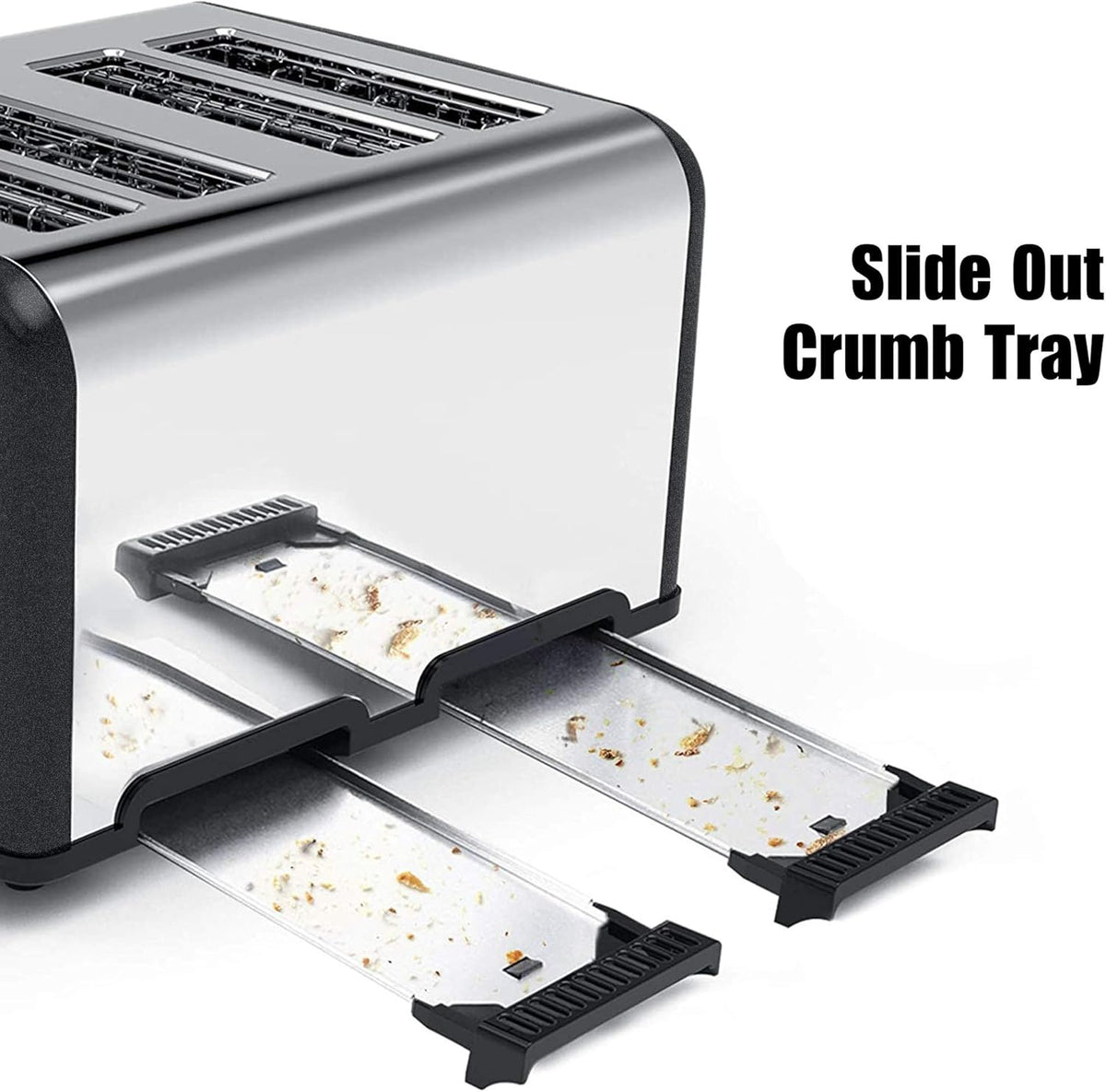 Toaster 4 Slice, Bagel Stainless Toaster with LCD Timer, Extra Wide Slots, Dual Screen, Removal Crumb Tray (Gray) - PuriLite