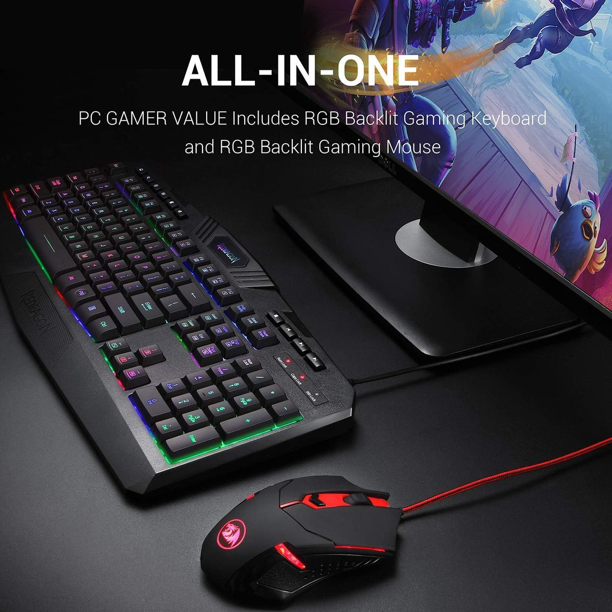 Redragon S101 Gaming Keyboard, M601 Mouse, RGB Backlit Gaming Keyboard, Programmable Backlit Gaming Mouse, Value Combo Set [New Version] - PuriLite