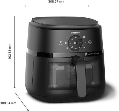 Philips Air Fryer 2000 Series 13-in-1 functions, 6.6 Quarts, Compact Design with Cooking Window, Black, (NA230/00) - PuriLite