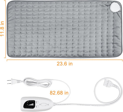 Heating Pad, Electric Heating Pad for Dry, Electric Heat Pad with Multiple Temp & Timer Settings, Auto Off(Silver Gray, 24‘’×12‘’) - PuriLite