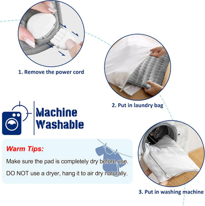 Heating Pad, Electric Heating Pad for Dry, Electric Heat Pad with Multiple Temp & Timer Settings, Auto Off(Silver Gray, 24‘’×12‘’) - PuriLite