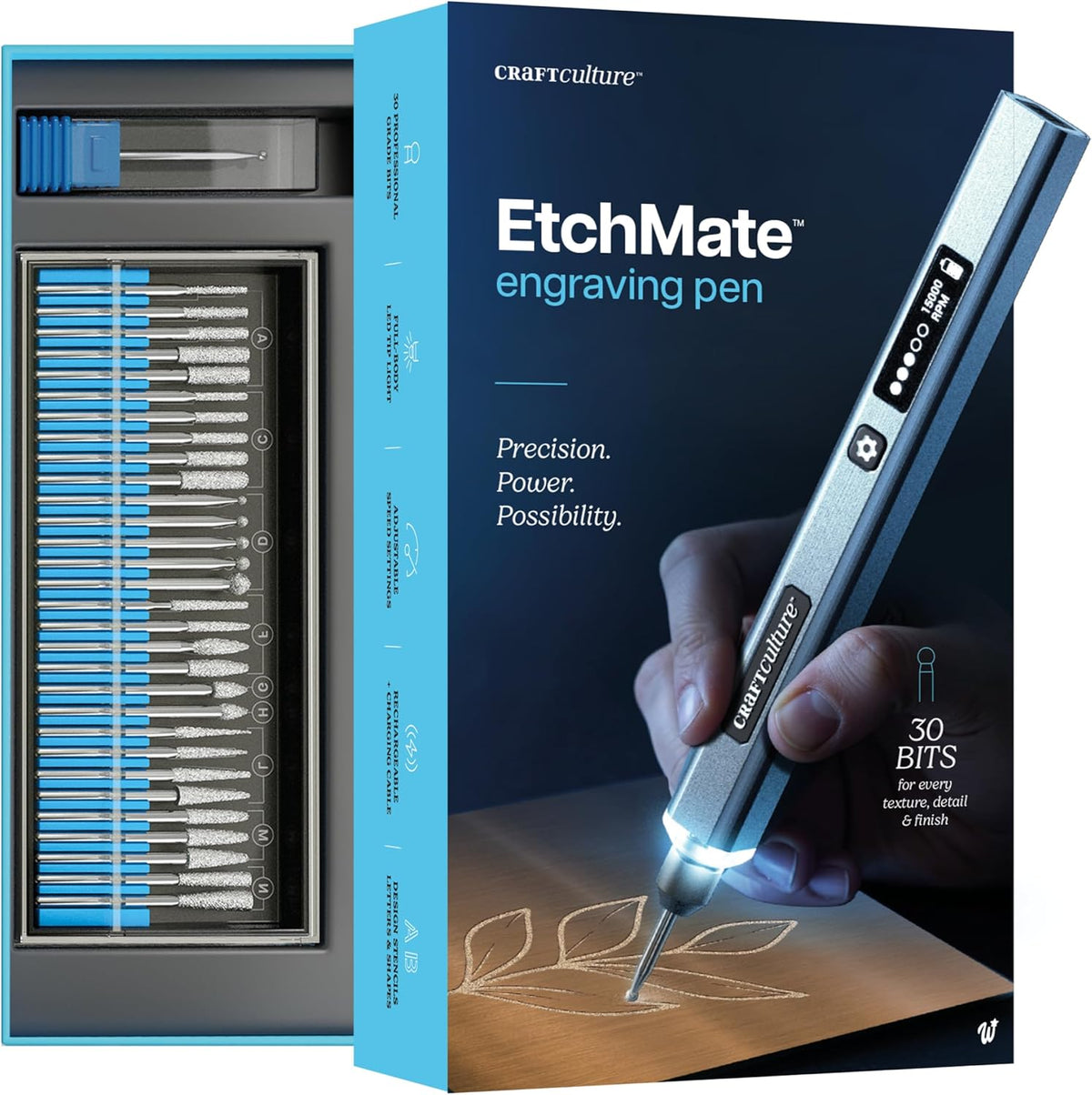 Cordless Engraving Pen Tool with Adjustable Speed and 31 Precision Bits for Metal Wood Glass Plastic and Craft Projects - PuriLite