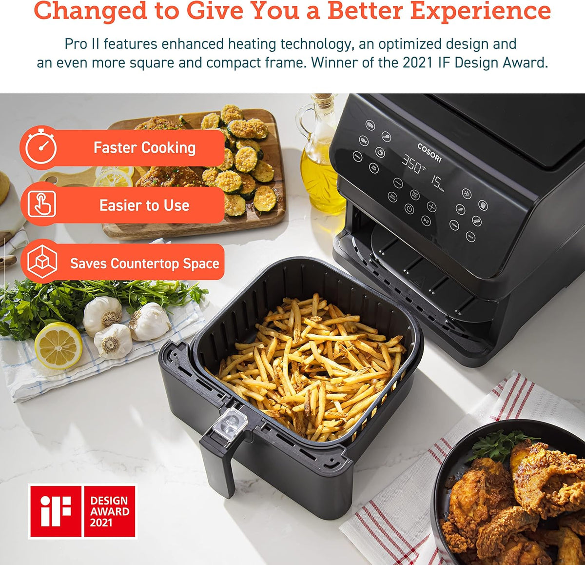 COSORI 12-in-1 Air Fryer 5.8QT, Toast, Bake, Nutrition Facts for 100+ In-App Recipes, AdaptIQ Tech Fast Cook, for Main & Side Dishes, Snacks, Leftovers, Detachable Square Basket, Dishwasher Safe - PuriLite