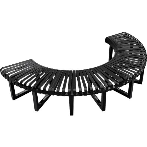 Global Industrial™ Outdoor Curved Bench, Steel Slat, Half Circle, Black - PuriLite