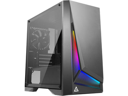 Antec Dapper Dark Phantom DP301M Black Steel / ARGB Lighting / Tempered Glass Side Panel Compact Micro-ATX Gaming Case - PuriLite
