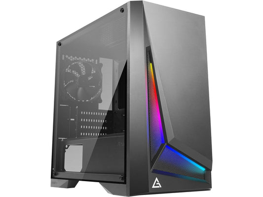 Antec Dapper Dark Phantom DP301M Black Steel / ARGB Lighting / Tempered Glass Side Panel Compact Micro-ATX Gaming Case - PuriLite
