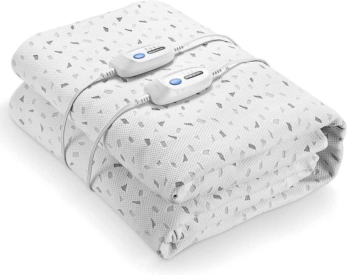 CURECURE Electric Heated Mattress Pad - Queen Size Underblanket with Dual Controllers, 4 Heating Levels, 10H Auto Off, 15" Deep Pocket, Machine Washable - PuriLite