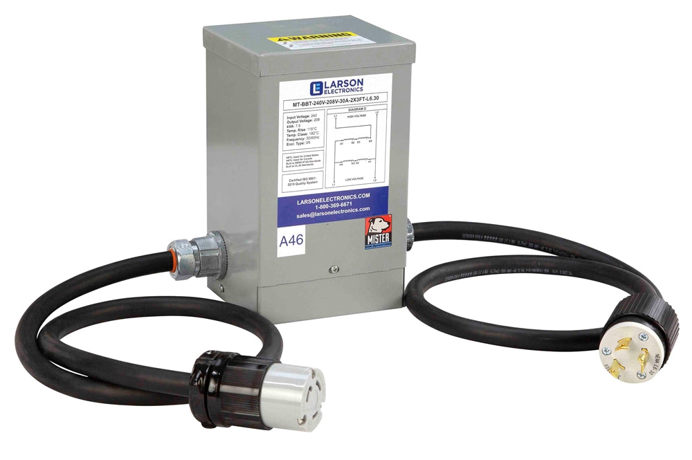 1-Phase Buck/Boost Prewired Step-Up Transformer - 208V Primary - 230V Secondary - 13.61 Amps - 50/60Hz - L6-30P Input & 6-15C Output - PuriLite