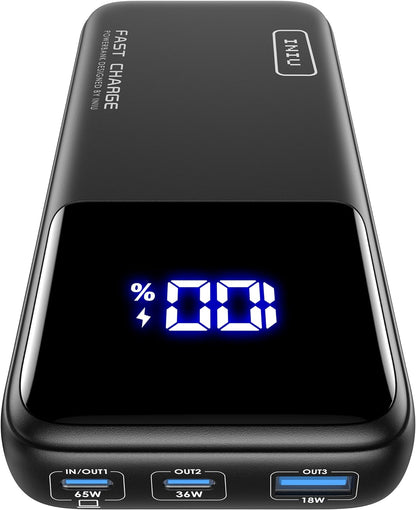 INIU Power Bank, 65W 20000mAh Fast Charging Laptop Portable Charger, USB C in&Out Tablet Powerbank, Battery Phone Charger for iPhone 16 15 iPad MacBook Airpods Samsung Steam Deck etc - PuriLite