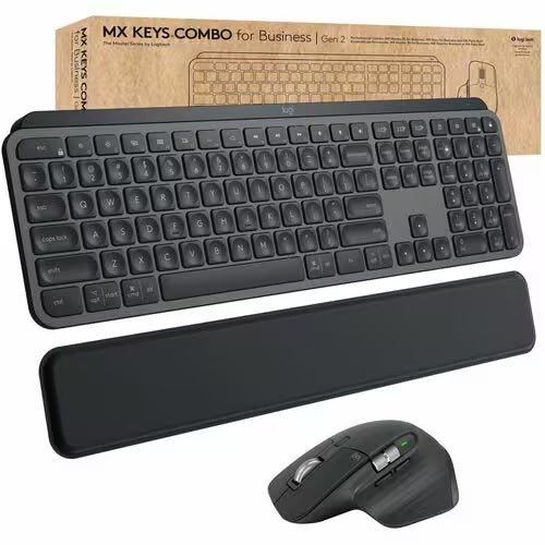 Logitech MX Keys + MX Master Mouse Combo Gen 2 – Wireless, Bluetooth, USB – High Precision 8000 DPI – Darkfield – Mac/Windows - PuriLite