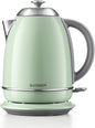 BUYDEEM K640 Stainless Steel Electric Tea Kettle with Auto Shut-Off and Boil Dry Protection, 1.7 Liter Cordless Hot Water Boiler with Swivel Base, 1440W (Cozy Greenish) - PuriLite