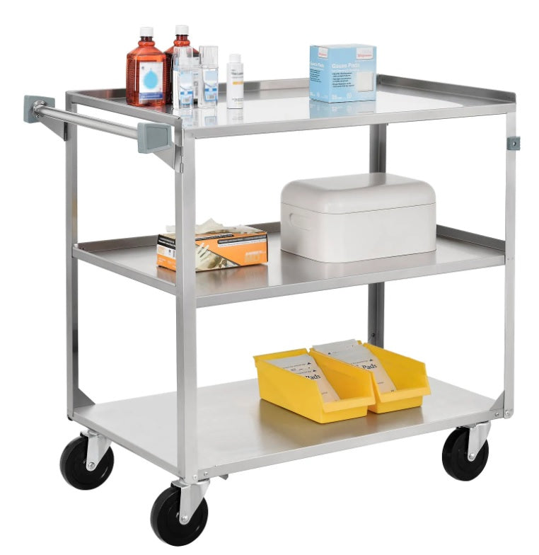 Global Industrial™ Stainless Steel Utility Cart, 300 lb. Capacity, 30-3/4"L x 18-3/8"W x 33"H - PuriLite