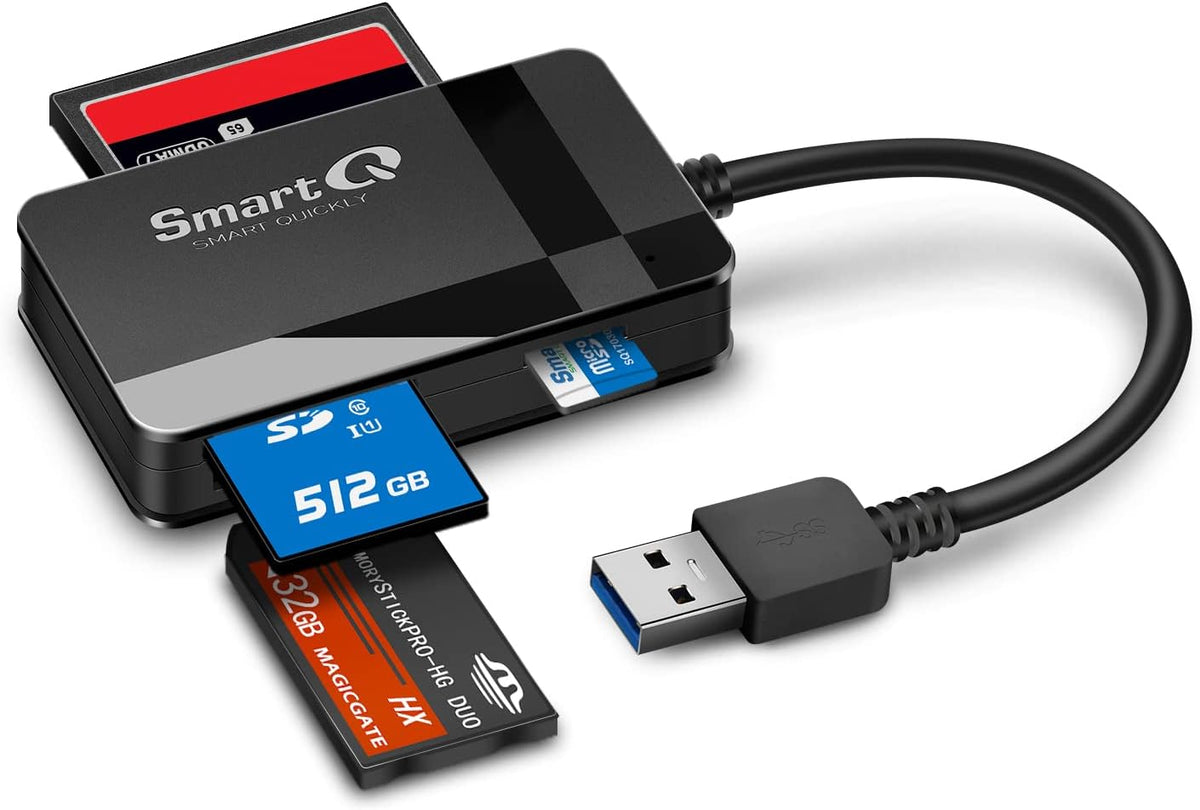 SmartQ C368 USB 3.0 SD Card Reader, Plug N Play, Apple and Windows Compatible, Powered by USB, Supports CF/SD/SDHC/SCXC/MMC/MMC Micro, etc. - PuriLite