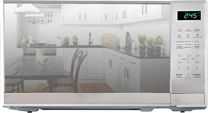 Total Chef Microwave Oven with Door Lock for Small Compact Space Cu.ft Digital Touchscreen Controls One-Touch Push-Button Opening Pre-Set Cooking Modes Silver Stainless Steel - PuriLite