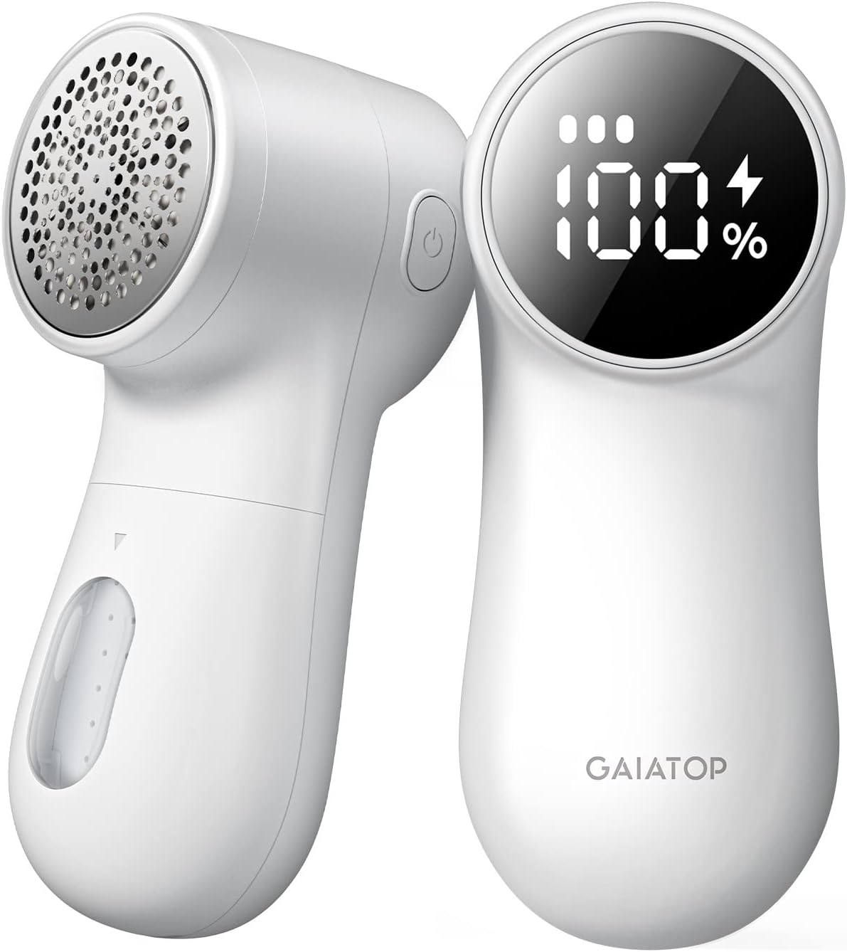 GAIATOP Fabric Shaver, Rechargeable Lint Remover Sweater Defuzzer, Intelligent Digital Display Lints Shaver Fuzzs Pills Bobbles Trimmer for Clothes and Furniture White(1 pcs) - PuriLite