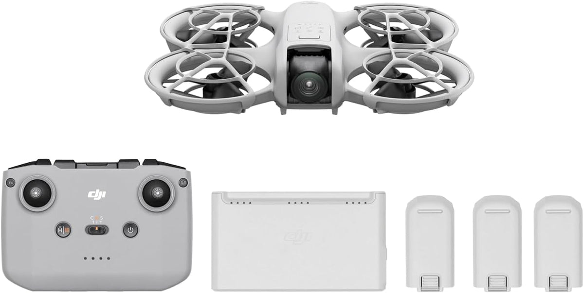 DJI Neo Fly More Combo, Mini Drone with 4K UHD Camera for Adults, 135g Self Flying Drone that Follows You, Palm Takeoff, Subject Tracking, QuickShots, Stabilized Video, with RC-N3 and 3 Batteries - PuriLite