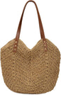 Womens Large Straw Tote Bag Handmade Woven Beach Shoulder Bag Top Handle Purse for Summer - PuriLite