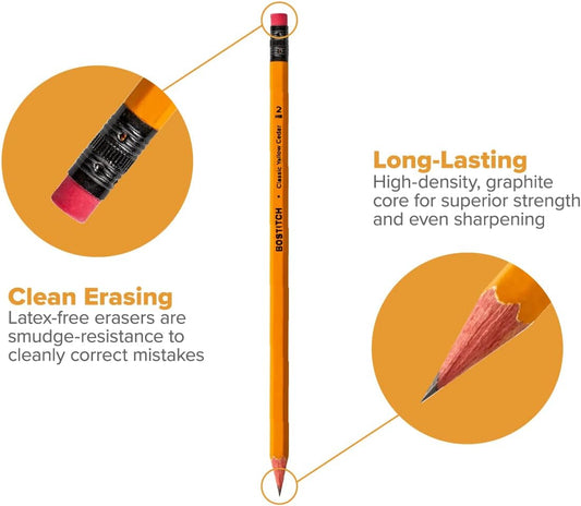 Bostitch Premium #2 Pencils, American Cedar Wood, Pre-Sharpened, HB Graphite, 72-Pack - PuriLite