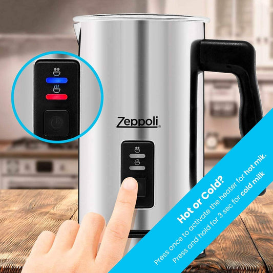 Zeppoli Milk Frother and Warmer - Electric Milk Steamer and Heater Automatic | Great as a Latte Frother and Cappuccino Maker for Coffee,Oat Milk and Hot Chocolate | Mousseur a lait Foamer with Scraper - PuriLite