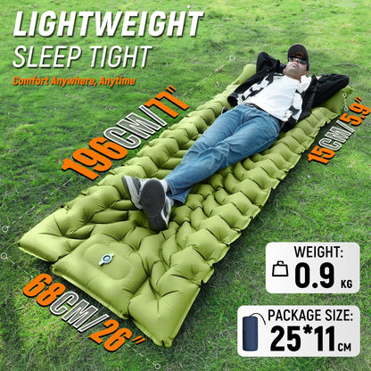 Myslop Camping Sleeping Pad,Self Inflating Sleeping Pad with Pillow Built-in Foot Pump Portable Inflatable Sleeping Pads Compact for Outdoor Camping, Backpacking,Hiking,Tents - PuriLite