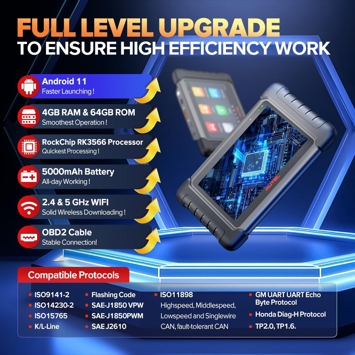 Autel Scanner MaxiCheck MX808S, 2025 Newest of MaxiCOM MK808S/ MK808Z, Bidirectional 11OS as MX900 MK900 MK900BT, 3000+ Active Test, 28+ Service, OE All System OBDII Diagnostic Tool, FCA Autoauth - PuriLite