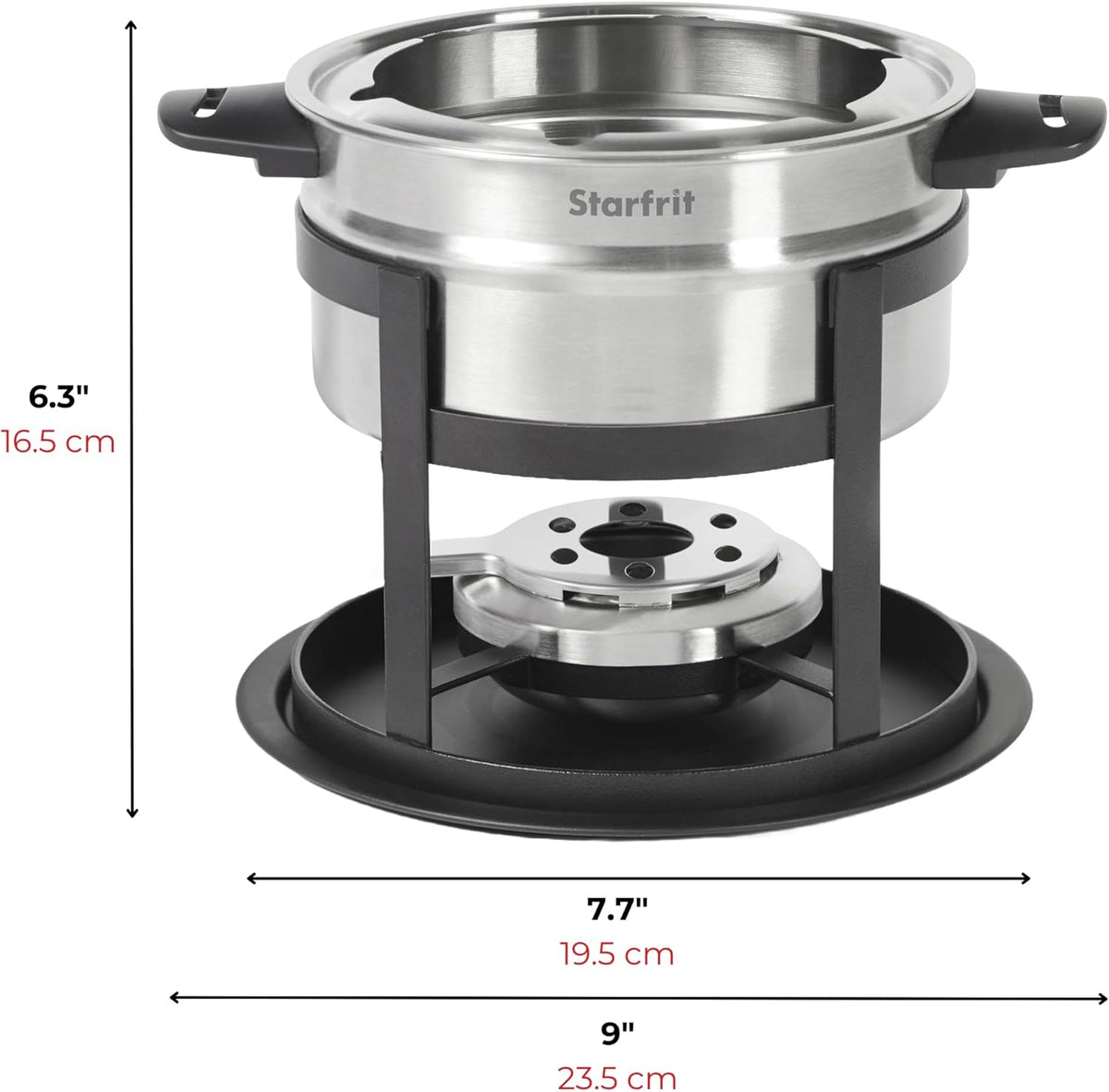 Starfrit Fondue Set - 3-in-1 Meat, Cheese, Chocolate - 12-Piece - Adjustable Safety Burner - 1.6 L Capacity - PuriLite