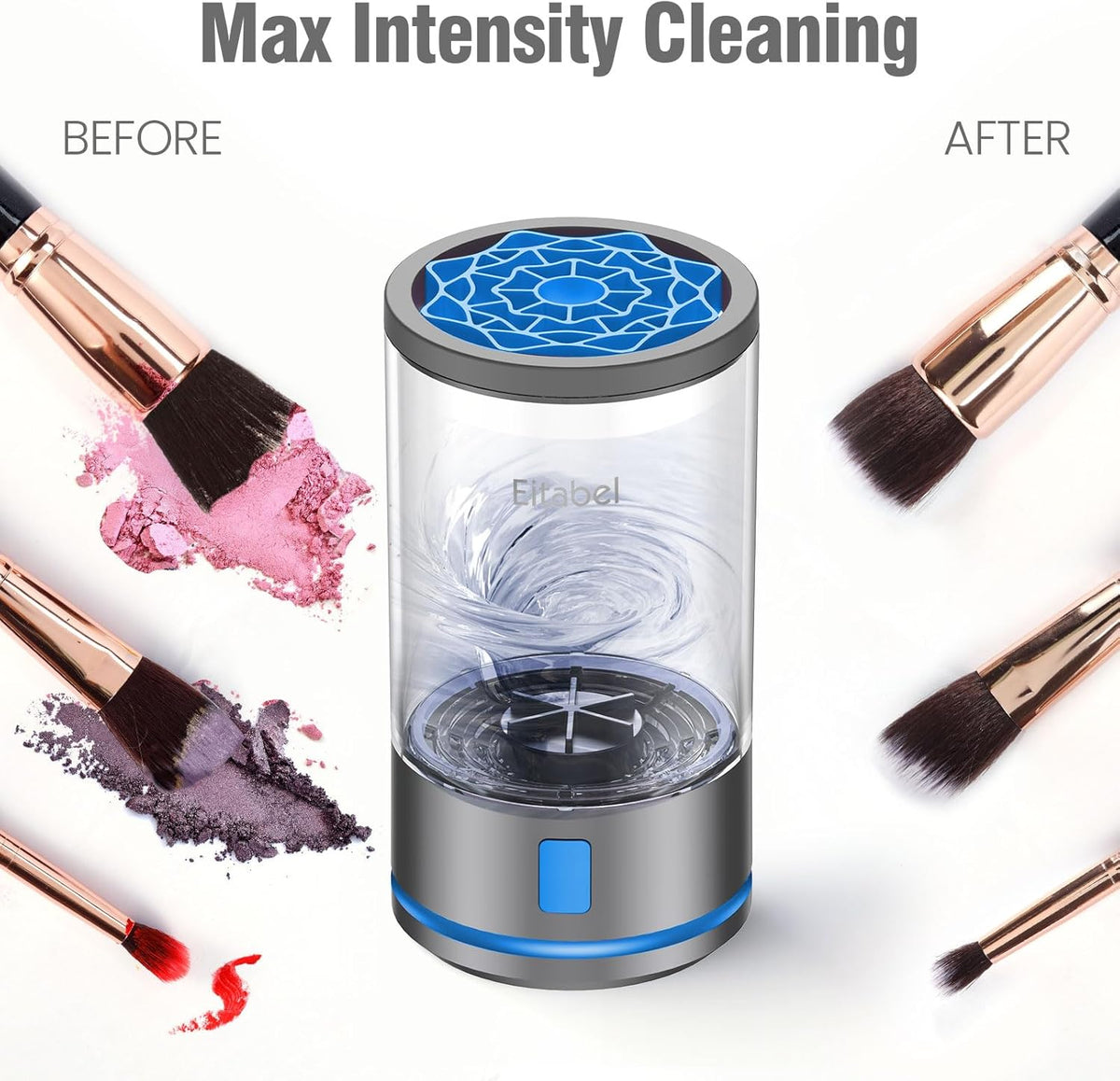 Electric Makeup Brush Cleaner – 7000 RPM High-Speed Deep Cleaning – Rechargeable 1200mAh Battery Automatic Cosmetic Brush & Sponge Cleaner - PuriLite