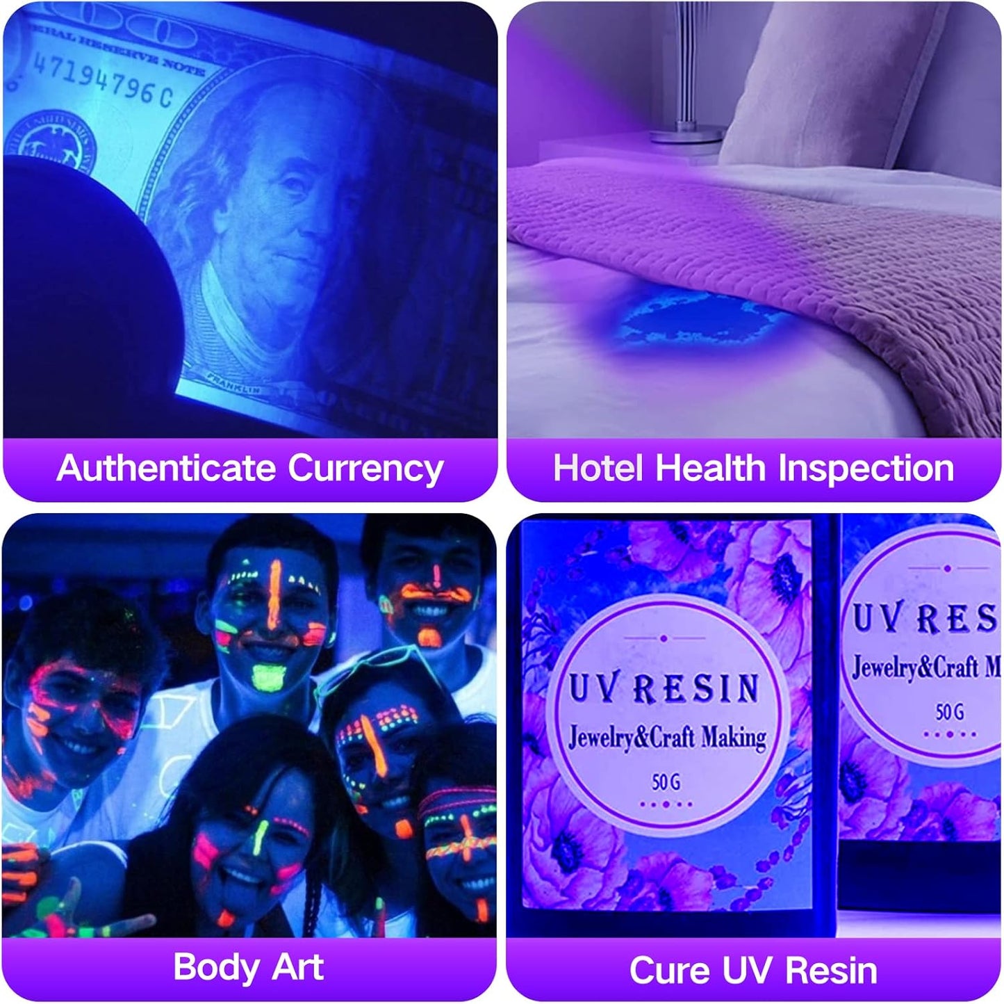 UV Flashlight Black Light UV Lights, Vansky 51 LED Ultraviolet Blacklight Pet Urine Detector for Dog Cat Urine,Dry Stains,Bed Bug, Matching with Pet Odor Eliminator - PuriLite