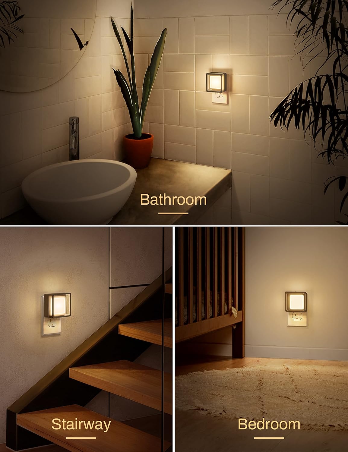 Night Light, DORESshop Night Lights Plug Into Wall [2 Pack] with Dusk-to-Dawn Sensor, LED Night Lights, Adjustable Brightness Veilleuse Enfant for Bathroom, Hallway, Bedroom,Stairway, Soft White - PuriLite