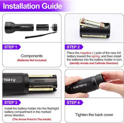 UV Flashlight Black Light UV Lights, Vansky 51 LED Ultraviolet Blacklight Pet Urine Detector for Dog Cat Urine,Dry Stains,Bed Bug, Matching with Pet Odor Eliminator - PuriLite